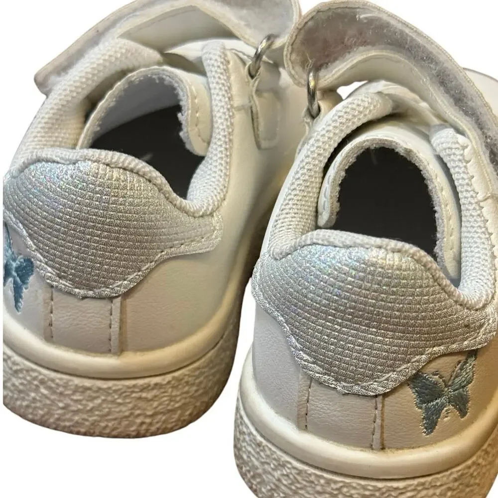 Toddler 6.5C Embroidered Butterfly Sneakers Non-Slip, Hook & Loop Casual Play
